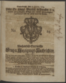 Wochentlich-Stettinische Frag- und Anzeigungs-Nachrichten. 1753 No. 24 + Anhang