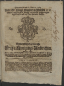 Wochentlich-Stettinische Frag- und Anzeigungs-Nachrichten. 1763 No. 13 + Anhang