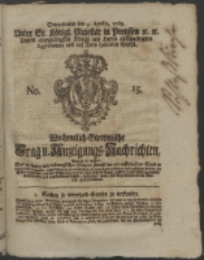 Wochentlich-Stettinische Frag- und Anzeigungs-Nachrichten. 1763 No. 15 + Anhang