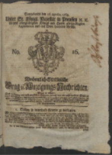 Wochentlich-Stettinische Frag- und Anzeigungs-Nachrichten. 1763 No. 16 + Anhang