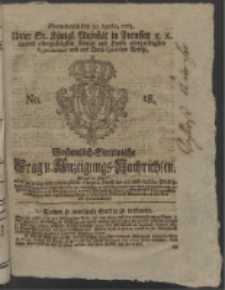 Wochentlich-Stettinische Frag- und Anzeigungs-Nachrichten. 1763 No. 18 + Anhang