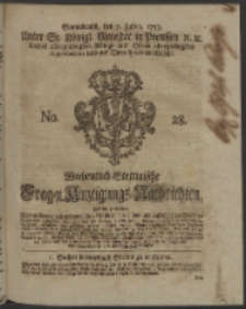 Wochentlich-Stettinische Frag- und Anzeigungs-Nachrichten. 1753 No. 28 + Anhang