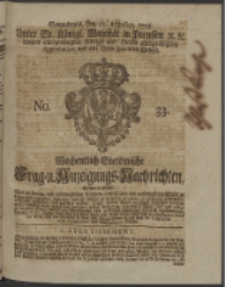 Wochentlich-Stettinische Frag- und Anzeigungs-Nachrichten. 1753 No. 33 + Anhang