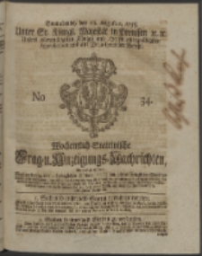 Wochentlich-Stettinische Frag- und Anzeigungs-Nachrichten. 1753 No. 34 + Anhang