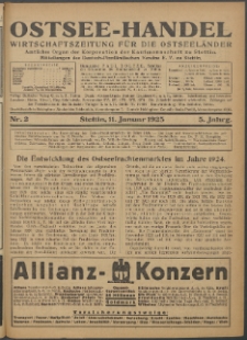Ostsee-Handel : Wirtschaftszeitschrift für der Wirtschaftsgebiet des Gaues Pommern und der Ostsee und Südostländer. Jg. 5, 1925 Nr. 2