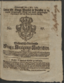 Wochentlich-Stettinische Frag- und Anzeigungs-Nachrichten. 1763 No. 27 + Anhang