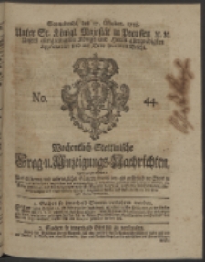 Wochentlich-Stettinische Frag- und Anzeigungs-Nachrichten. 1753 No. 44 + Anhang