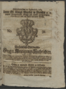 Wochentlich-Stettinische Frag- und Anzeigungs-Nachrichten. 1763 No. 38 + Anhang