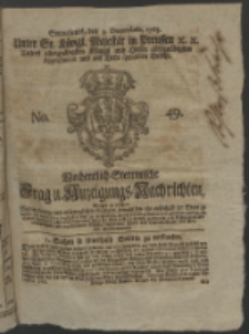 Wochentlich-Stettinische Frag- und Anzeigungs-Nachrichten. 1763 No. 49 + Anhang