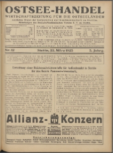 Ostsee-Handel : Wirtschaftszeitschrift für der Wirtschaftsgebiet des Gaues Pommern und der Ostsee und Südostländer. Jg. 5, 1925 Nr. 12