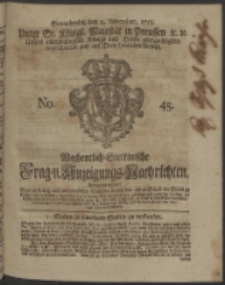 Wochentlich-Stettinische Frag- und Anzeigungs-Nachrichten. 1753 No. 45 + Anhang