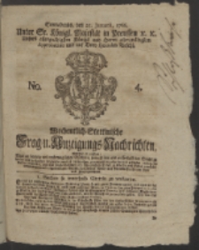 Wochentlich-Stettinische Frag- und Anzeigungs-Nachrichten. 1766 No. 4 + Anhang