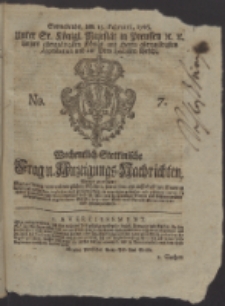 Wochentlich-Stettinische Frag- und Anzeigungs-Nachrichten. 1766 No. 7 + Anhang