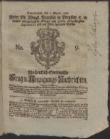 Wochentlich-Stettinische Frag- und Anzeigungs-Nachrichten. 1766 No. 9 + Anhang