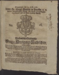Wochentlich-Stettinische Frag- und Anzeigungs-Nachrichten. 1766 No. 16 + Anhang