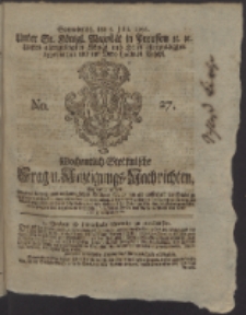 Wochentlich-Stettinische Frag- und Anzeigungs-Nachrichten. 1766 No. 27 + Anhang