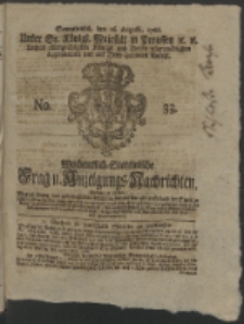 Wochentlich-Stettinische Frag- und Anzeigungs-Nachrichten. 1766 No. 33 + Anhang