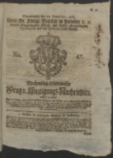 Wochentlich-Stettinische Frag- und Anzeigungs-Nachrichten. 1766 No. 47 + Anhang