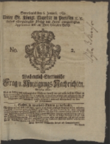 Wochentlich-Stettinische Frag- und Anzeigungs-Nachrichten. 1759 No. 2