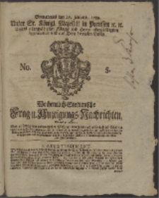Wochentlich-Stettinische Frag- und Anzeigungs-Nachrichten. 1759 No. 5