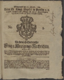 Wochentlich-Stettinische Frag- und Anzeigungs-Nachrichten. 1759 No. 5