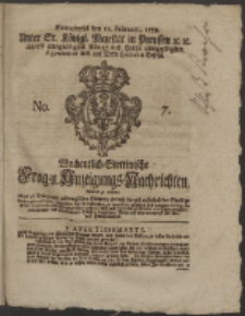 Wochentlich-Stettinische Frag- und Anzeigungs-Nachrichten. 1759 No. 7 + Anhang