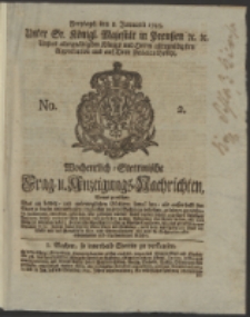 Wochentlich-Stettinische Frag- und Anzeigungs-Nachrichten. 1745 No. 2