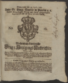 Wochentlich-Stettinische Frag- und Anzeigungs-Nachrichten. 1759 No. 18 + Anhang