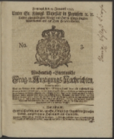 Wochentlich-Stettinische Frag- und Anzeigungs-Nachrichten. 1745 No. 3
