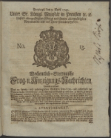 Wochentlich-Stettinische Frag- und Anzeigungs-Nachrichten. 1745 No. 15