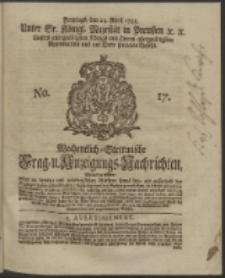 Wochentlich-Stettinische Frag- und Anzeigungs-Nachrichten. 1745 No. 17