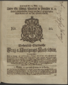 Wochentlich-Stettinische Frag- und Anzeigungs-Nachrichten. 1745 No. 20