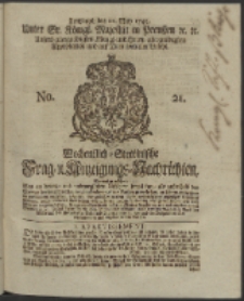 Wochentlich-Stettinische Frag- und Anzeigungs-Nachrichten. 1745 No. 21