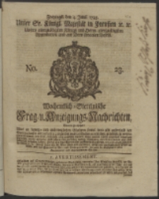 Wochentlich-Stettinische Frag- und Anzeigungs-Nachrichten. 1745 No. 23
