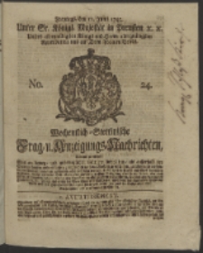 Wochentlich-Stettinische Frag- und Anzeigungs-Nachrichten. 1745 No. 24