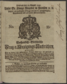 Wochentlich-Stettinische Frag- und Anzeigungs-Nachrichten. 1745 No. 33