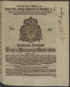 Wochentlich-Stettinische Frag- und Anzeigungs-Nachrichten. 1745 No. 34