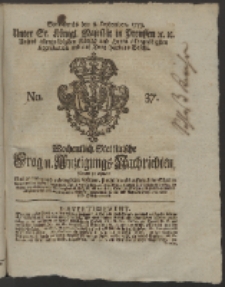 Wochentlich-Stettinische Frag- und Anzeigungs-Nachrichten. 1759 No. 37