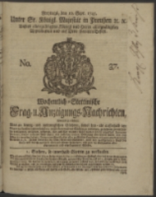 Wochentlich-Stettinische Frag- und Anzeigungs-Nachrichten. 1745 No. 37