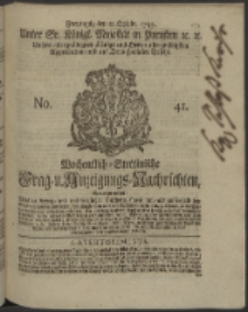 Wochentlich-Stettinische Frag- und Anzeigungs-Nachrichten. 1745 No. 41