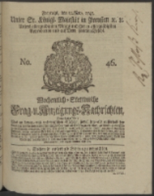 Wochentlich-Stettinische Frag- und Anzeigungs-Nachrichten. 1745 No. 46