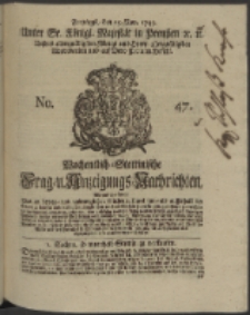 Wochentlich-Stettinische Frag- und Anzeigungs-Nachrichten. 1745 No. 47