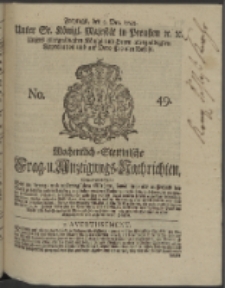 Wochentlich-Stettinische Frag- und Anzeigungs-Nachrichten. 1745 No. 49
