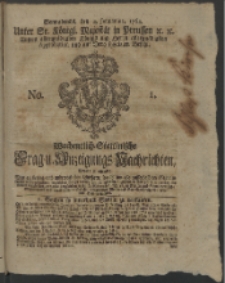 Wochentlich-Stettinische Frag- und Anzeigungs-Nachrichten. 1762 No. 1