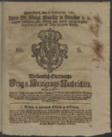 Wochentlich-Stettinische Frag- und Anzeigungs-Nachrichten. 1762 No. 6