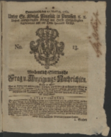 Wochentlich-Stettinische Frag- und Anzeigungs-Nachrichten. 1762 No. 13 + Anhang
