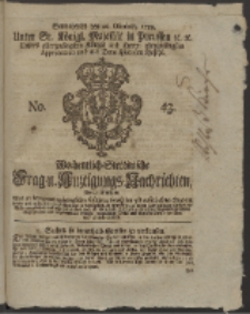 Wochentlich-Stettinische Frag- und Anzeigungs-Nachrichten. 1759 No. 43 + Anhang
