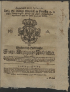Wochentlich-Stettinische Frag- und Anzeigungs-Nachrichten. 1762 No. 16 + Anhang