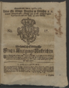 Wochentlich-Stettinische Frag- und Anzeigungs-Nachrichten. 1762 No. 17 + Anhang