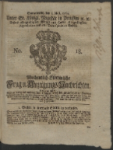 Wochentlich-Stettinische Frag- und Anzeigungs-Nachrichten. 1762 No. 18 + Anhang